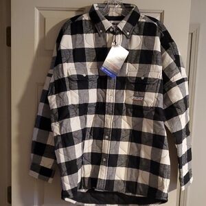 Palace Quilt Mit Plaid Shirt Jacket. Size Large. Color Black And White.